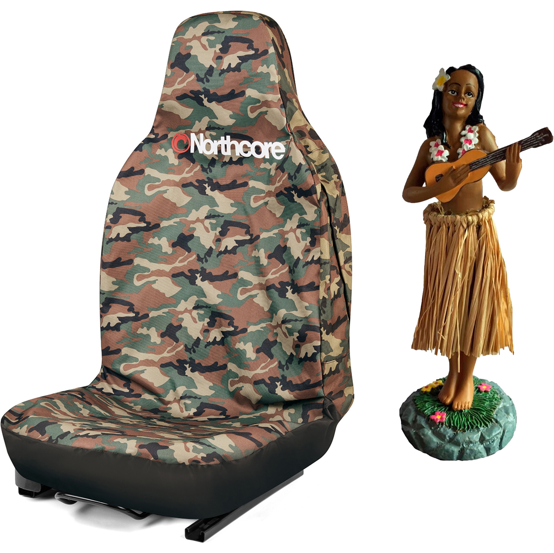 2026 Northcore Coprisedili impermeabili per auto e bundle bambola hawaiana Hula per cruscotto NCHW - Camo